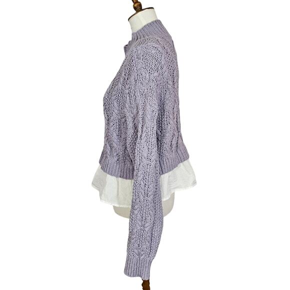 Maeve Lavender Layered-Peplum Turtleneck Sweater - Picture 7 of 11